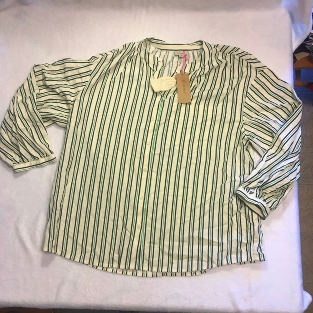 Cremieux Dalia Blouse Womens Small Ivory Striped NWT Varsity Chic 0117M601